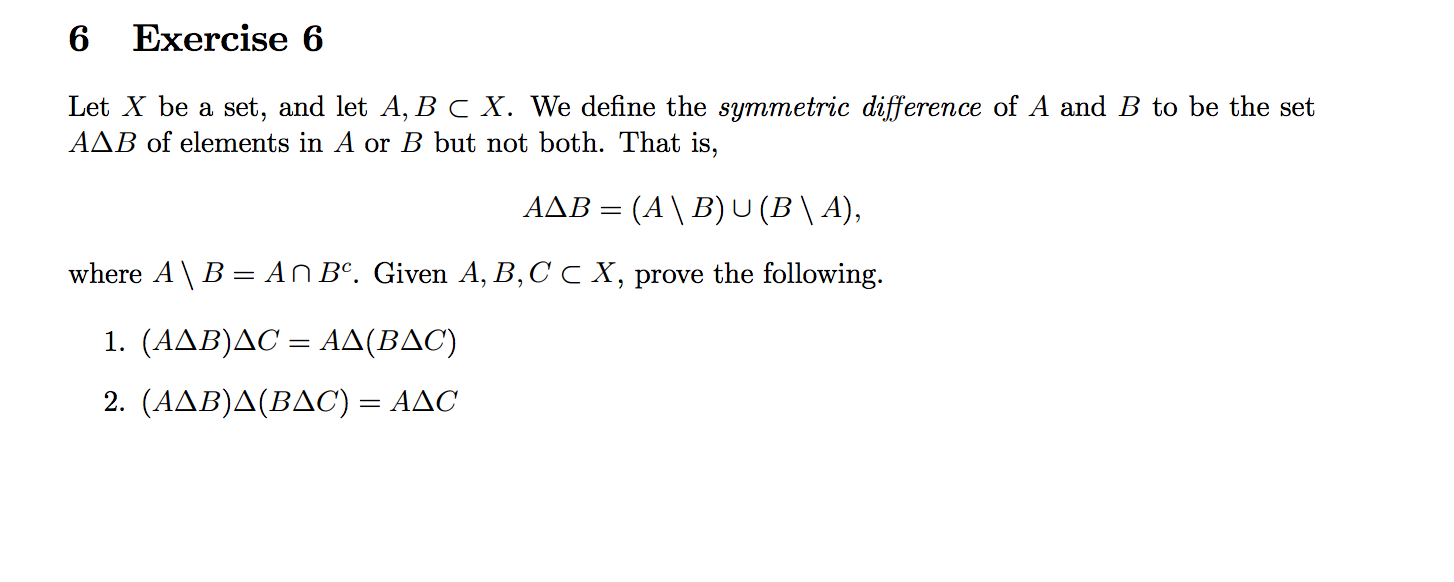 Solved Let X Be A Set, And Let A,B Subset X. We Define The | Chegg.com