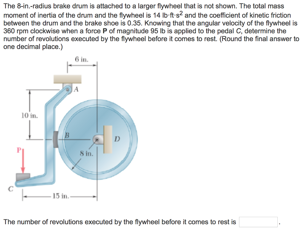 Solved The 8in.radius brake drum is attached to a larger