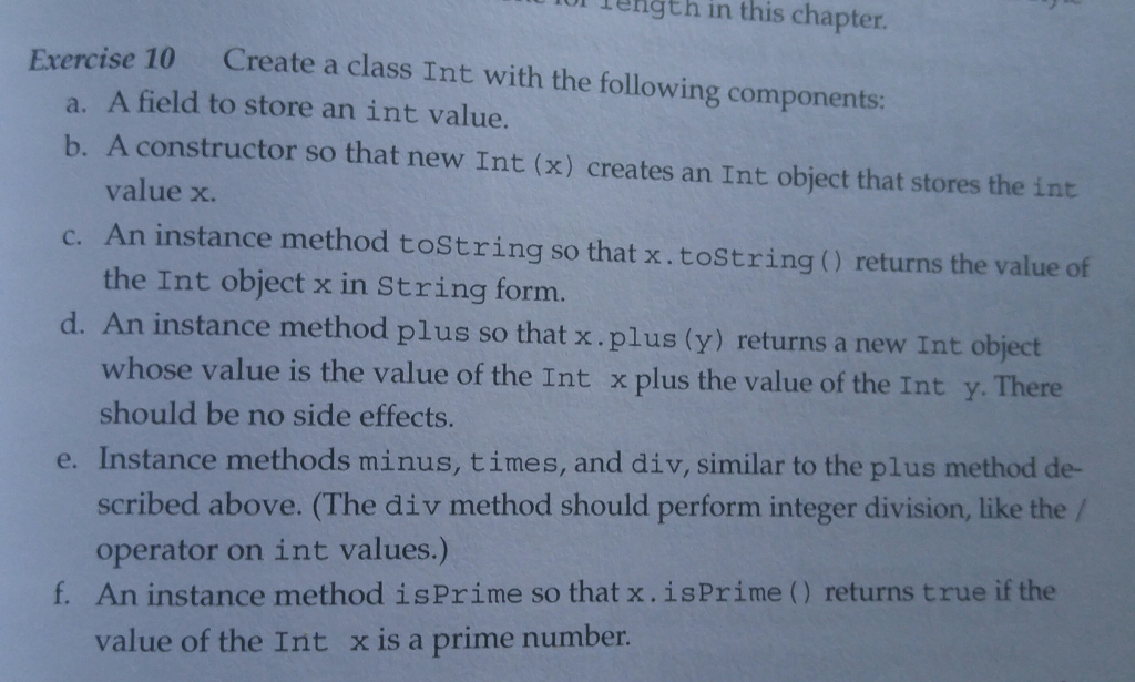 Solved Create a class Int with the following components: a. | Chegg.com