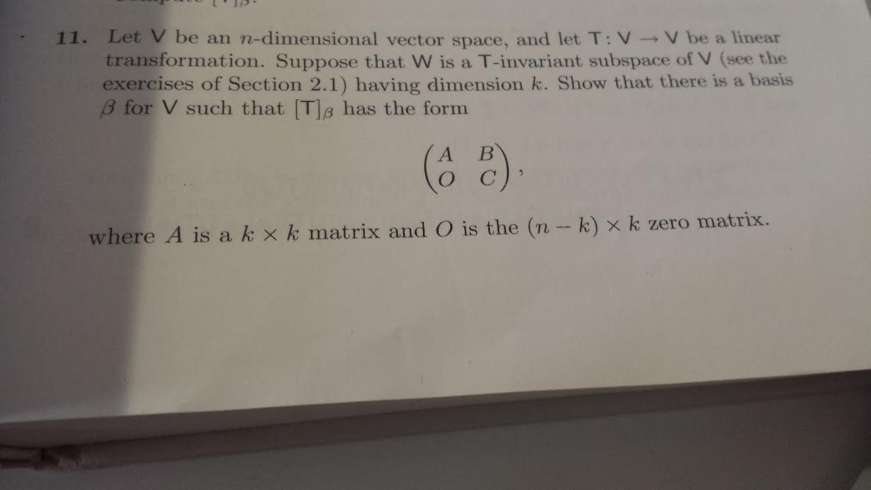 Solved Let V Be An N Dimensional Vector Space And Let T V