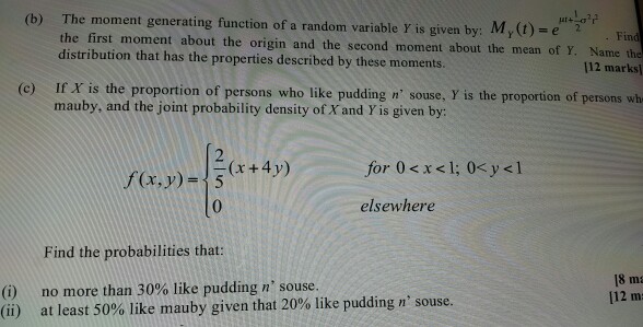 Solved (b) The Moment Generating Function Of A Random | Chegg.com