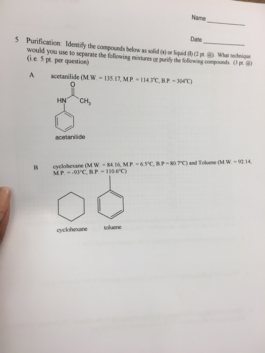 Solved Purification Identify the compounds below as solid