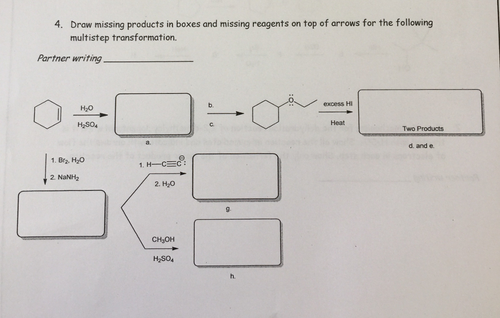 Solved Draw missing products in boxes and missing reagents