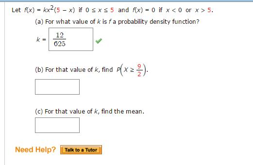 Solved Let F X Kx 2 5 X If 0 Lessthanorequalto X