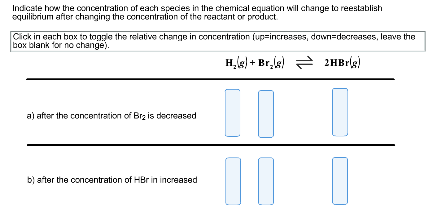 Solved Indicate how the concentration of each species in the | Chegg.com