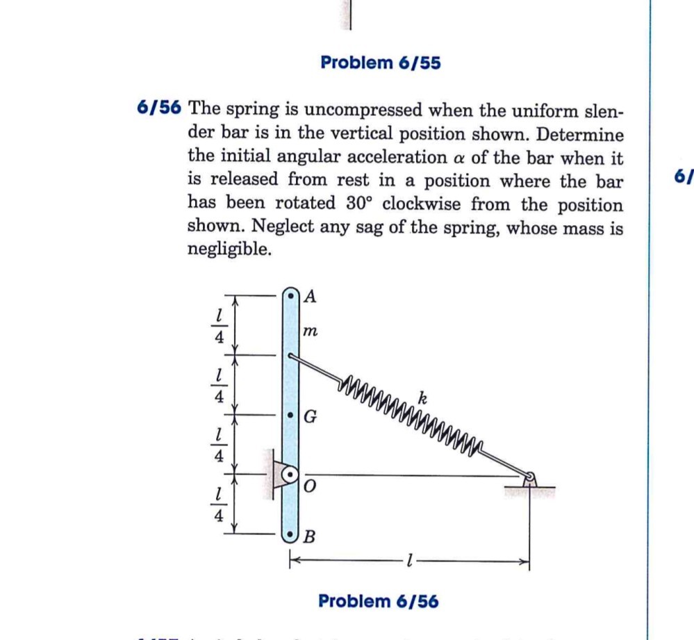 Solved Problem 6/55 6/56 The spring is uncompressed when the | Chegg.com