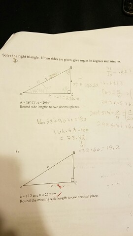 Solved Solve the right triangle. If two sides are given, | Chegg.com