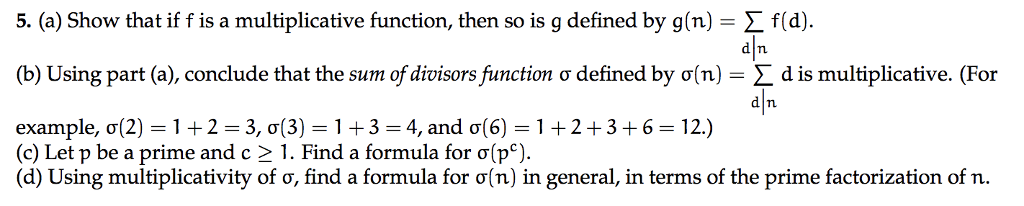 Solved s(a) Show that if f is a multiplicative function, | Chegg.com