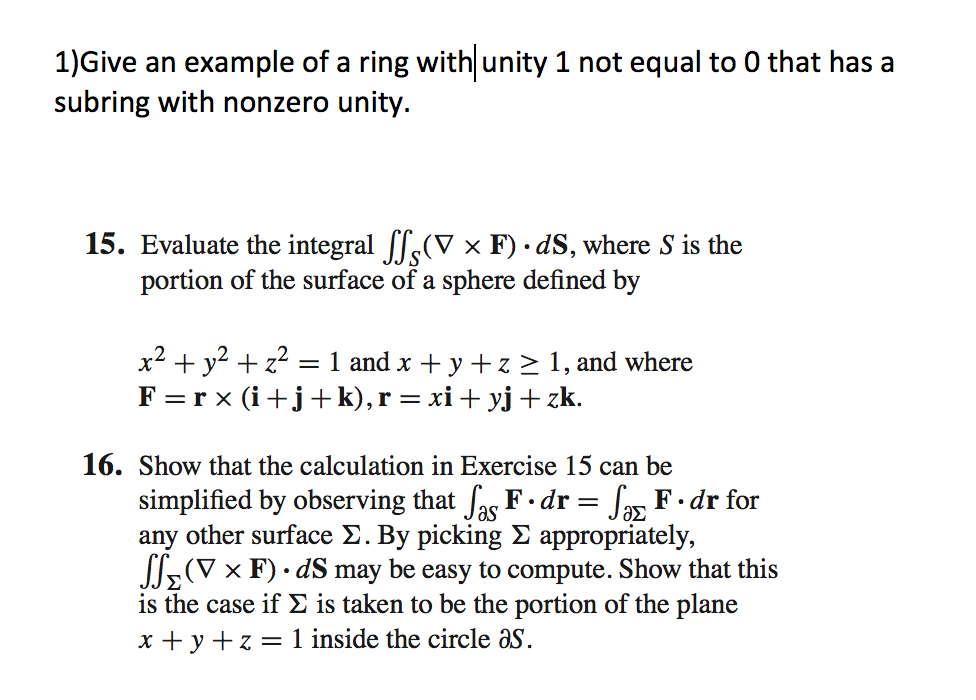 Solved Give an example of a ring with unity 1 not equal to