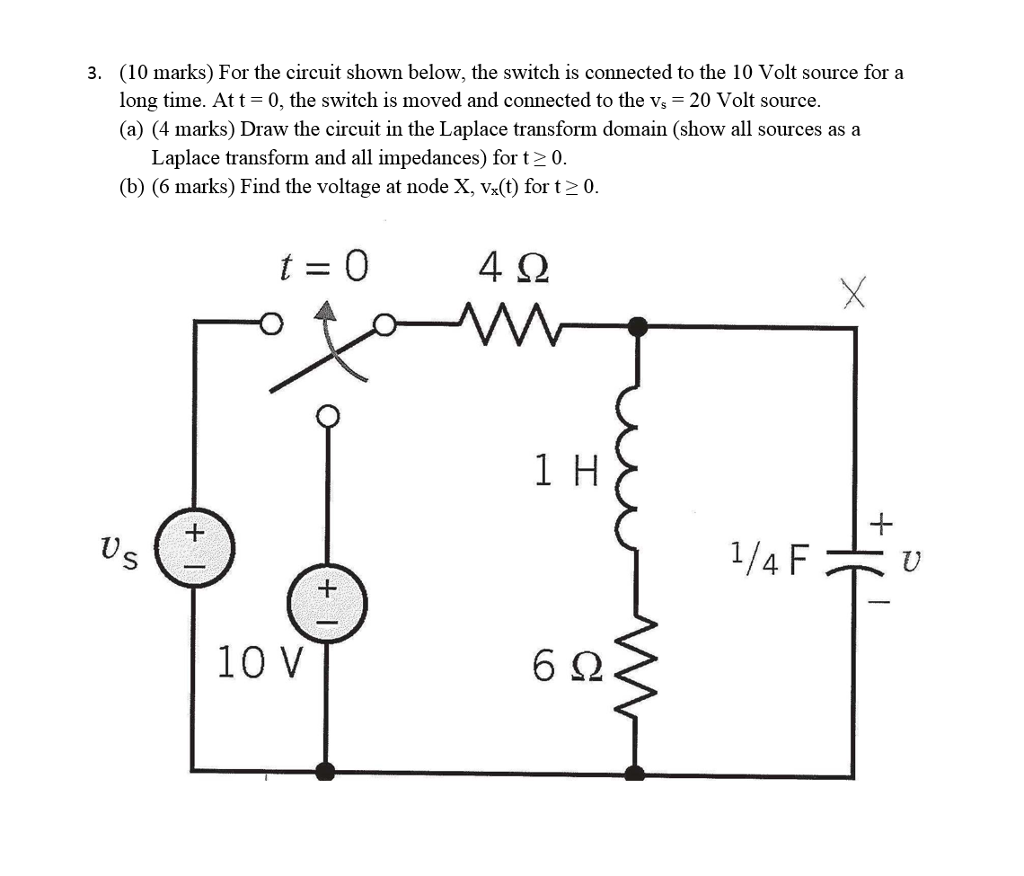 Solved 3. (10 marks) For the circuit shown below, the switch | Chegg.com