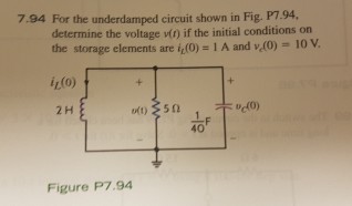 Solved For the underdamped circuit shown in Fig. P7.94, | Chegg.com