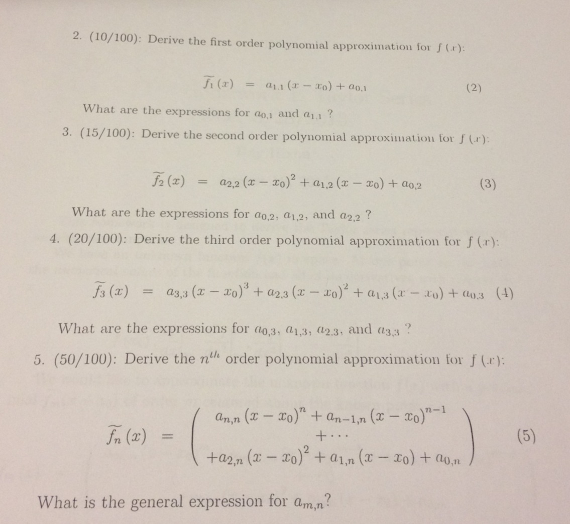 Solved Derive the first order polynomial approximation for | Chegg.com