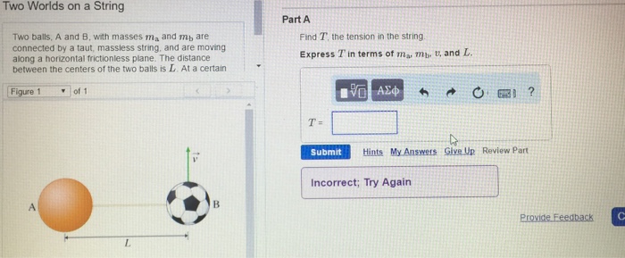 Solved Two Balls A And B With Masses M A And M B Are Chegg Com