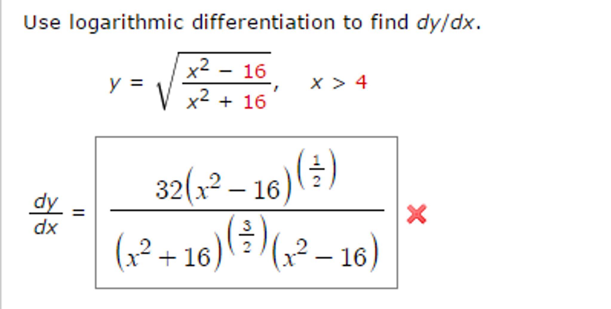 Solved Use Logarithmic Differentiation To Find Dydx Y 5261