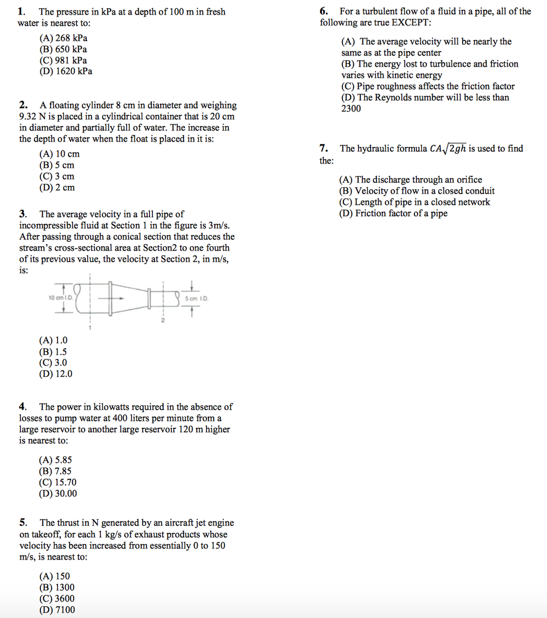 Solved Fluid And Thermodynamics Multiple Choice Questions 2793
