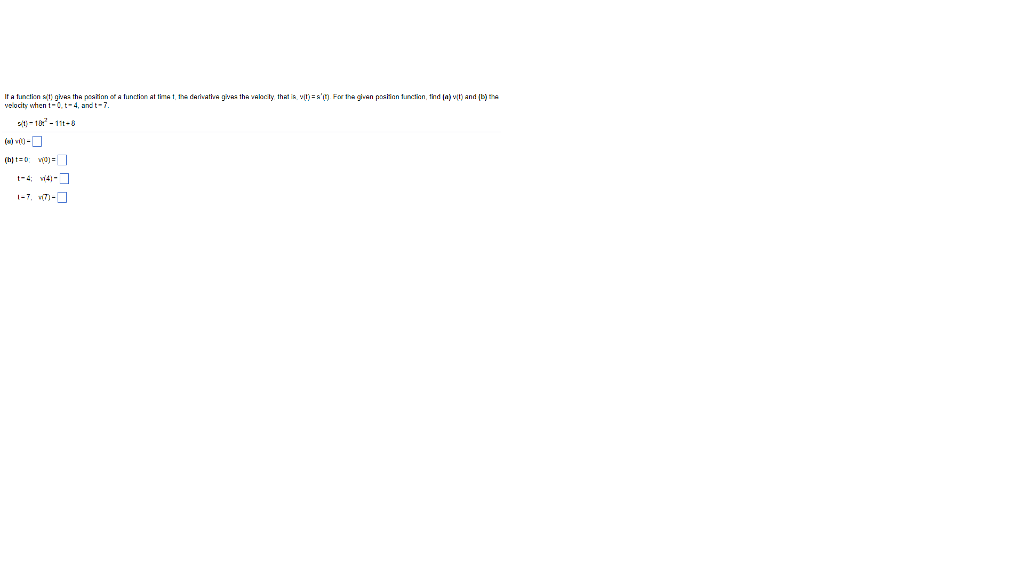 Solved velocity when t-,t-4, andt-7 10-1t- | Chegg.com