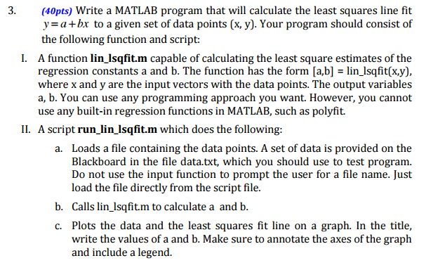 3. (40pts Write a MATLAB program that will calculate | Chegg.com