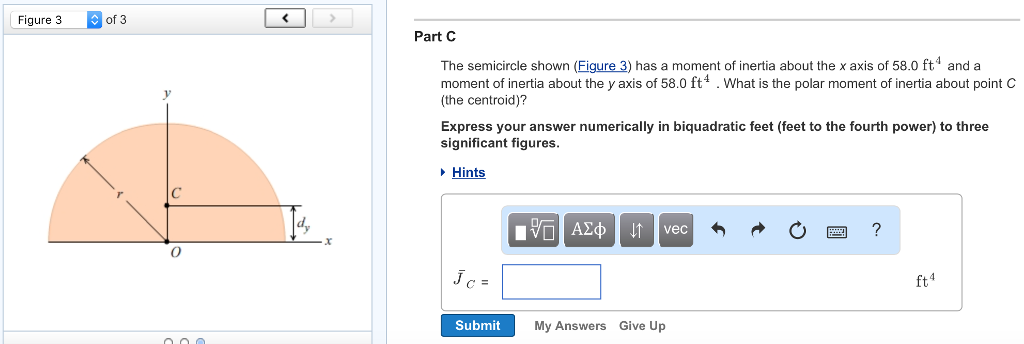 Solved Figure 3 of 3 Part C The semicircle shown (Eigure 3) | Chegg.com