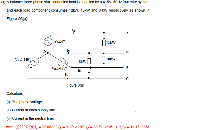 Solved (a) A Balance Three-phase Star-connected Load Is | Chegg.com