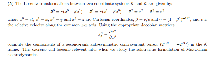 The Lorentz transformations between two coordinate | Chegg.com