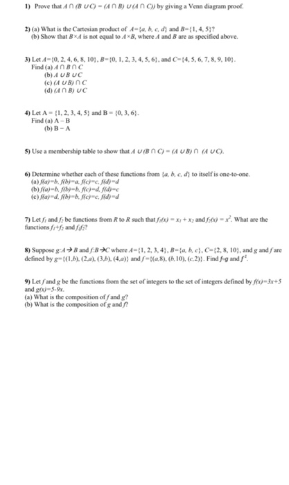 Solved Prove That A (B C) = (A B) (A C)) By Giving A | Chegg.com