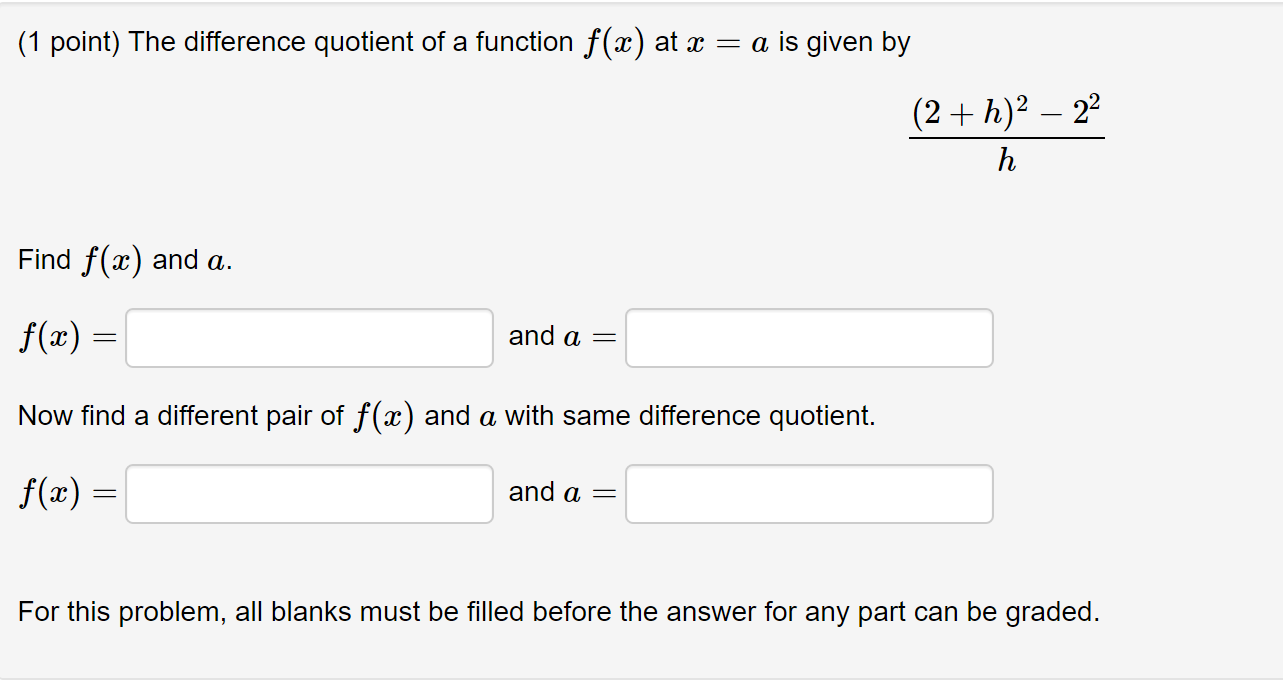 Solved The difference quotient of a function f(x) at x = a | Chegg.com