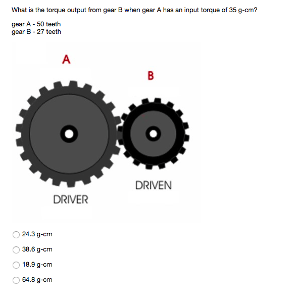 Solved What is the torque output from gear B when gear A has