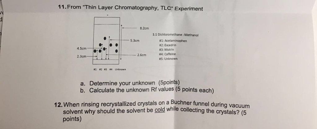 Solved From "Thin Layer Chromatography, TLC" Experiment A. | Chegg.com