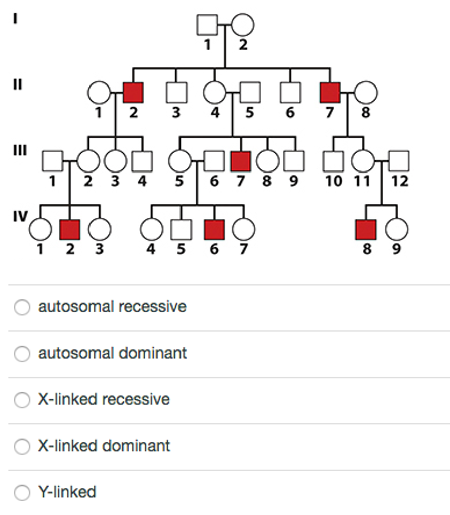 Solved Select The Most Likely Mode Of Inheritance For The Free