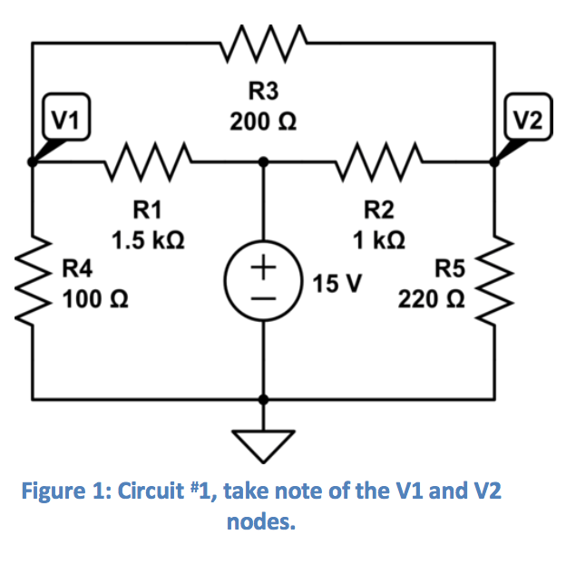 Solved R3 200 Ω V1 R2 R1 1.5 ㏀ R4 100 Ω R5 15V 220 Ω Figure | Chegg.com