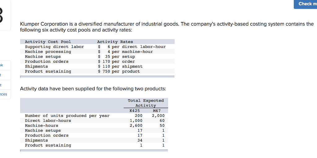 Solved Check nm Klumper Corporation is a diversified