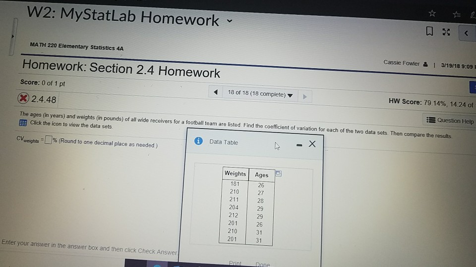 my stat lab homework answers