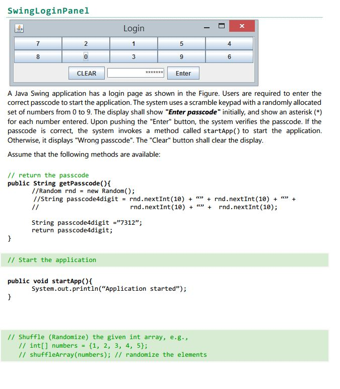 Solved Swing Login Panel Login Enter CLEAR A Java Swing | Chegg.com