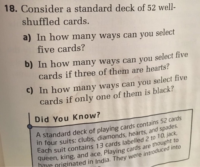 Solved Consider a standard deck of 52 wellshuffled cards.