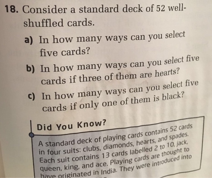 Solved Consider A Standard Deck Of 52 Well-shuffled Cards. | Chegg.com