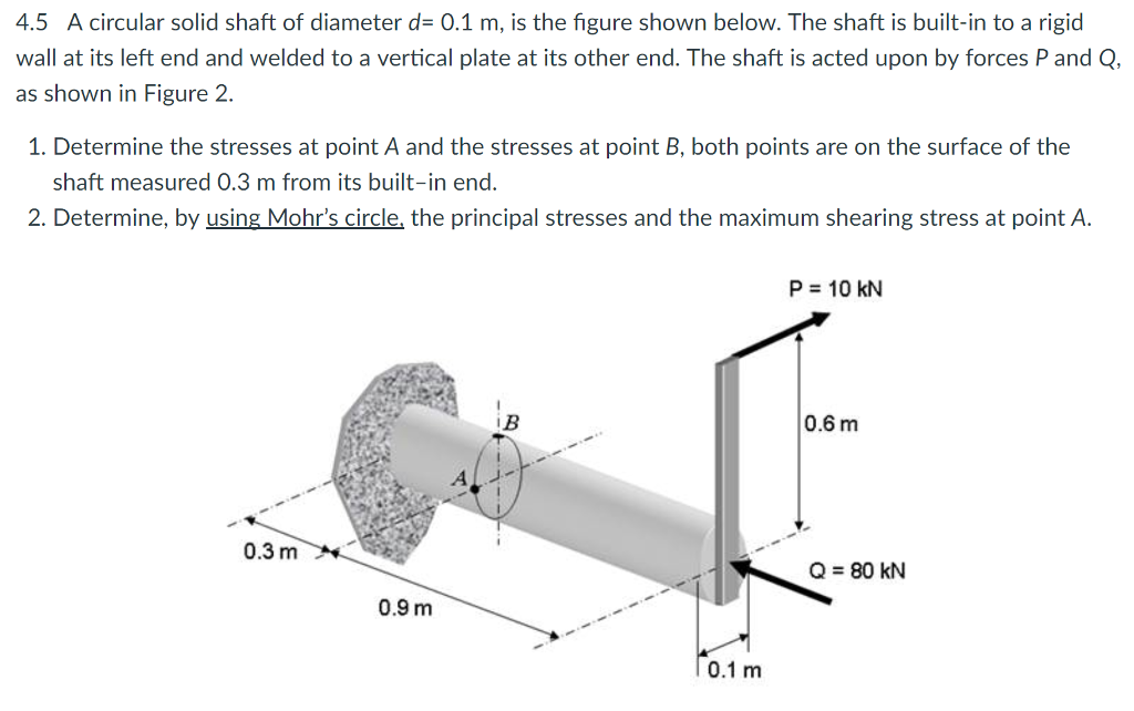 Solved 4.5 A circular solid shaft of diameter d= 0.1 m, is | Chegg.com