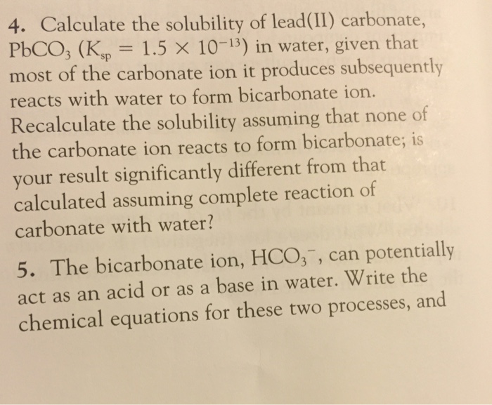 Solved 4. Calculate the solubility of lead(II) carbonate,