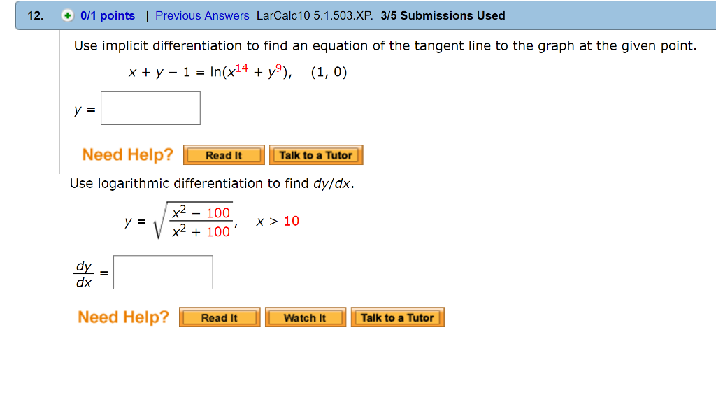 Solved Use Implicit Differentiation To Find An Equation Of Chegg Com