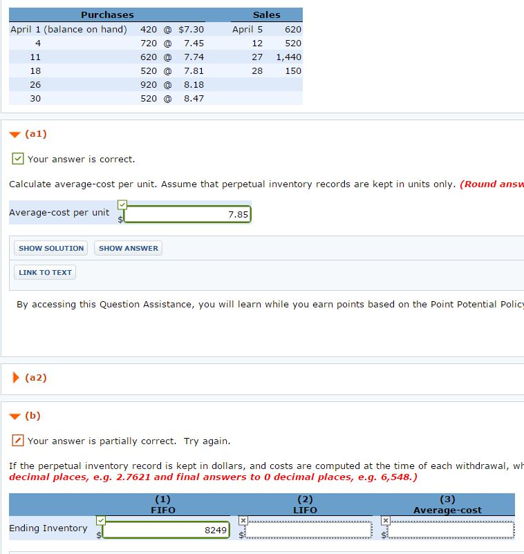 Solved If the perpetual inventory record is kept in dollars,