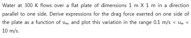 Solved Water at 300 K flows over a flat plate of dimensions | Chegg.com