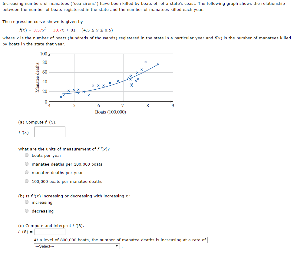 Solved Increasing numbers of manatees ("sea sirens") have | Chegg.com