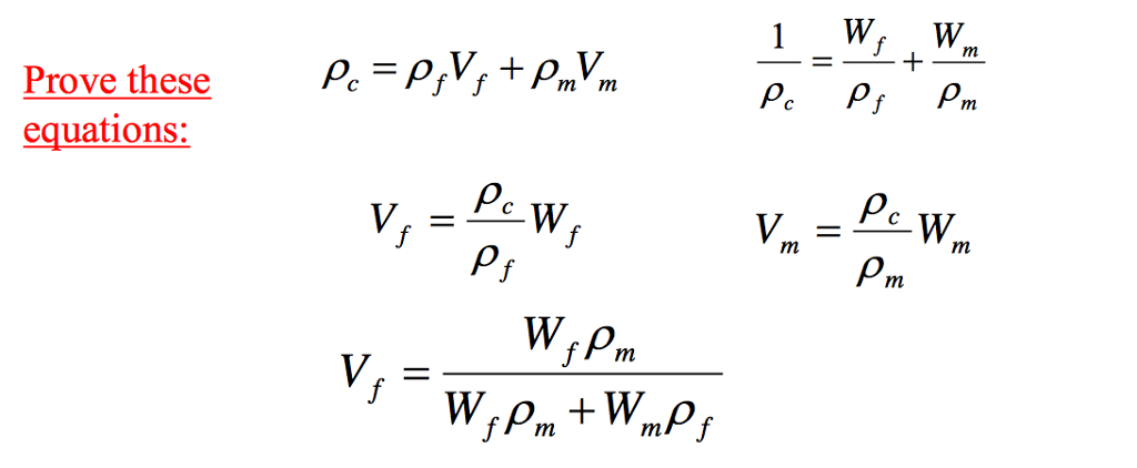 Solved Prove these equations: rho_c = rho_f V_f + rho_m V_m | Chegg.com