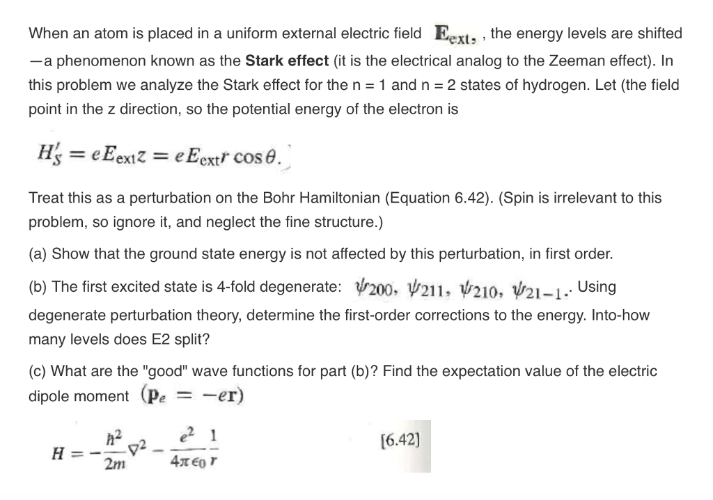 Solved When an atom is placed in a uniform external electric | Chegg.com