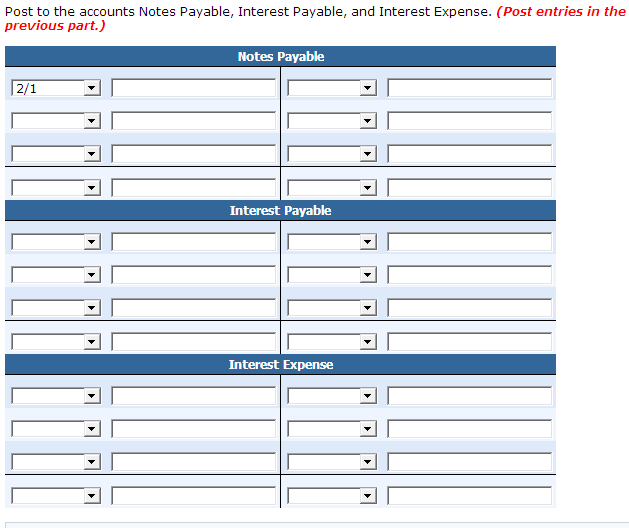 Solved Post to the accounts Notes Payable, Interest Payable, | Chegg.com