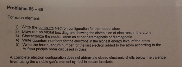 Solved For each element: Write the complete electron | Chegg.com