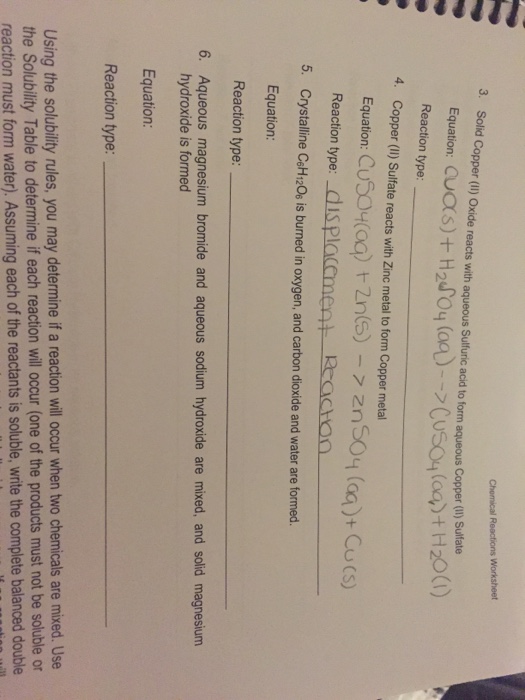 Solved Solid Copper (II) Oxide reacts with aqueous sulfuric