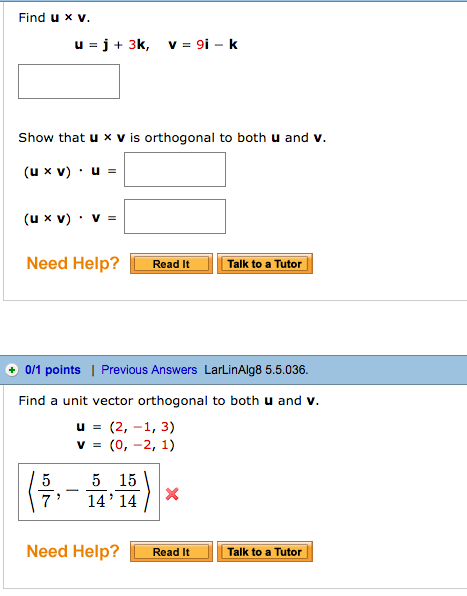 Solved Find U Times V U J 3k V 9i K Show That U 0430