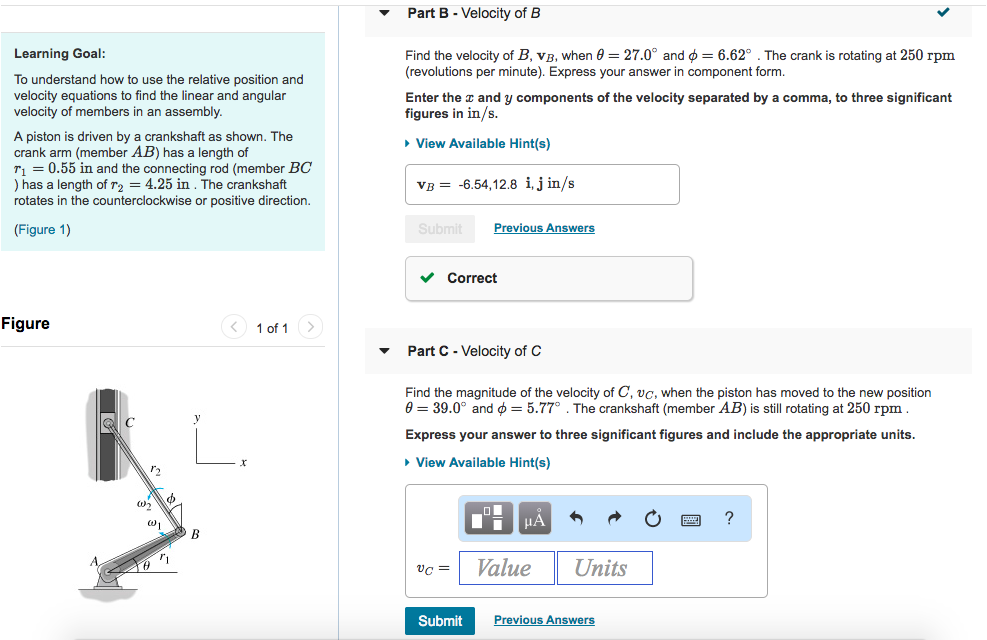 Solved Part B Velocity Of B Find The Velocity Of B, VB, When | Chegg.com