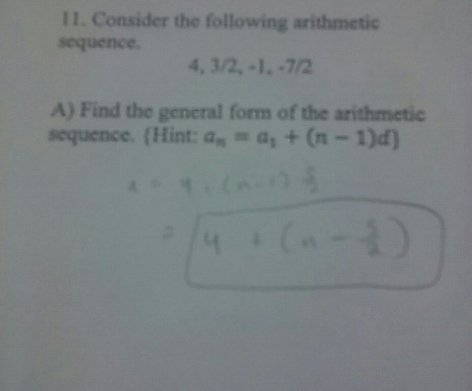 Solved Ⅱ. Consider the following arithmetic sequence | Chegg.com