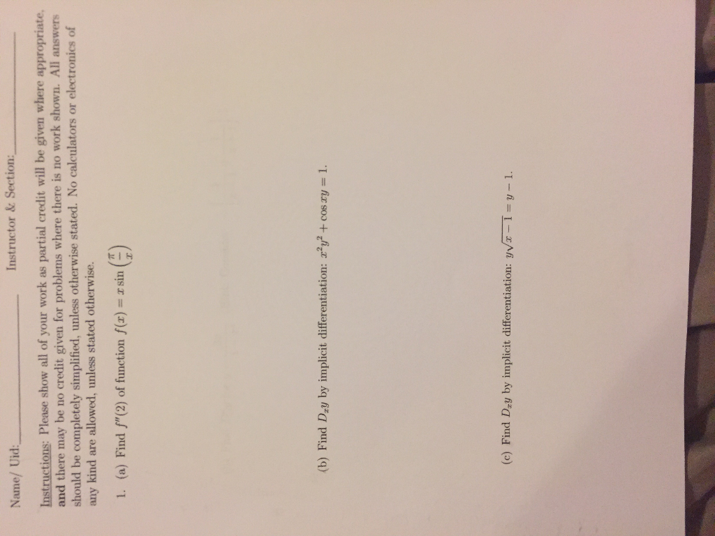 Solved Please show all of your work as partial credit will | Chegg.com